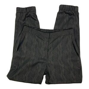 WAYF Black Satin Animal Print Ankle Length Jogger Pants Size Medium